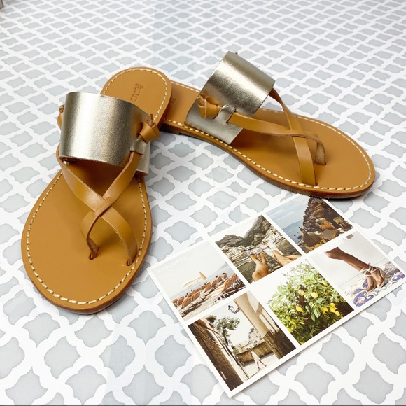 NIB Soludos Slotted Thong Sandal Metallic Platinum - Picture 12 of 14